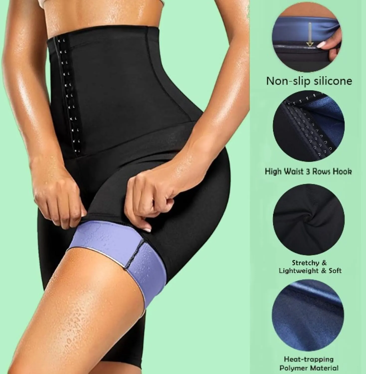 Sauna Sweat Short Pants Suits for Women High Waisted Thermo Workout Leggings Compression Shaper Thighs Tummy Control