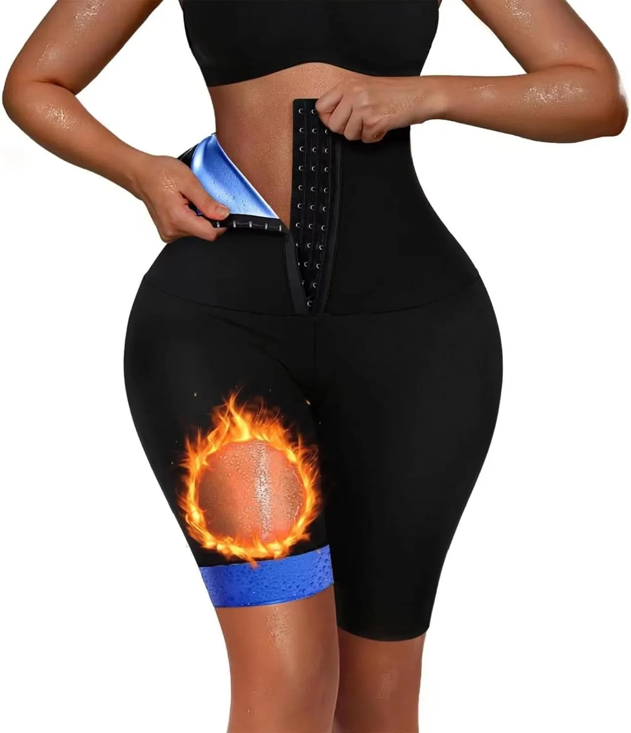 Sauna Sweat Short Pants Suits for Women High Waisted Thermo Workout Leggings Compression Shaper Thighs Tummy Control