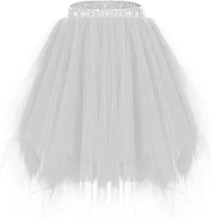 Short Tulle Skirt for Women Trendy High Waisted Mesh Multilayer Bullet Cheerleading Mini Tutu Skirts for Cosplay