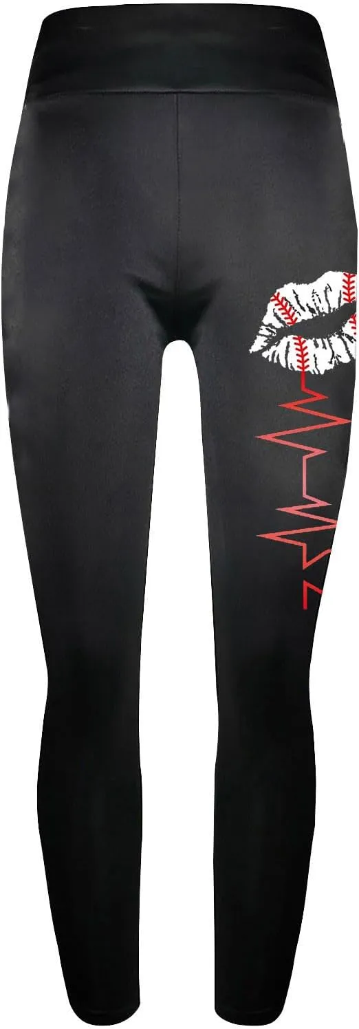 Sinzelimin Baseball Leggings for Womens 2025 Fashion Tights Trouser Yoga Legging Stretch Slim Fit Sport Pant Jogger Sweatpant