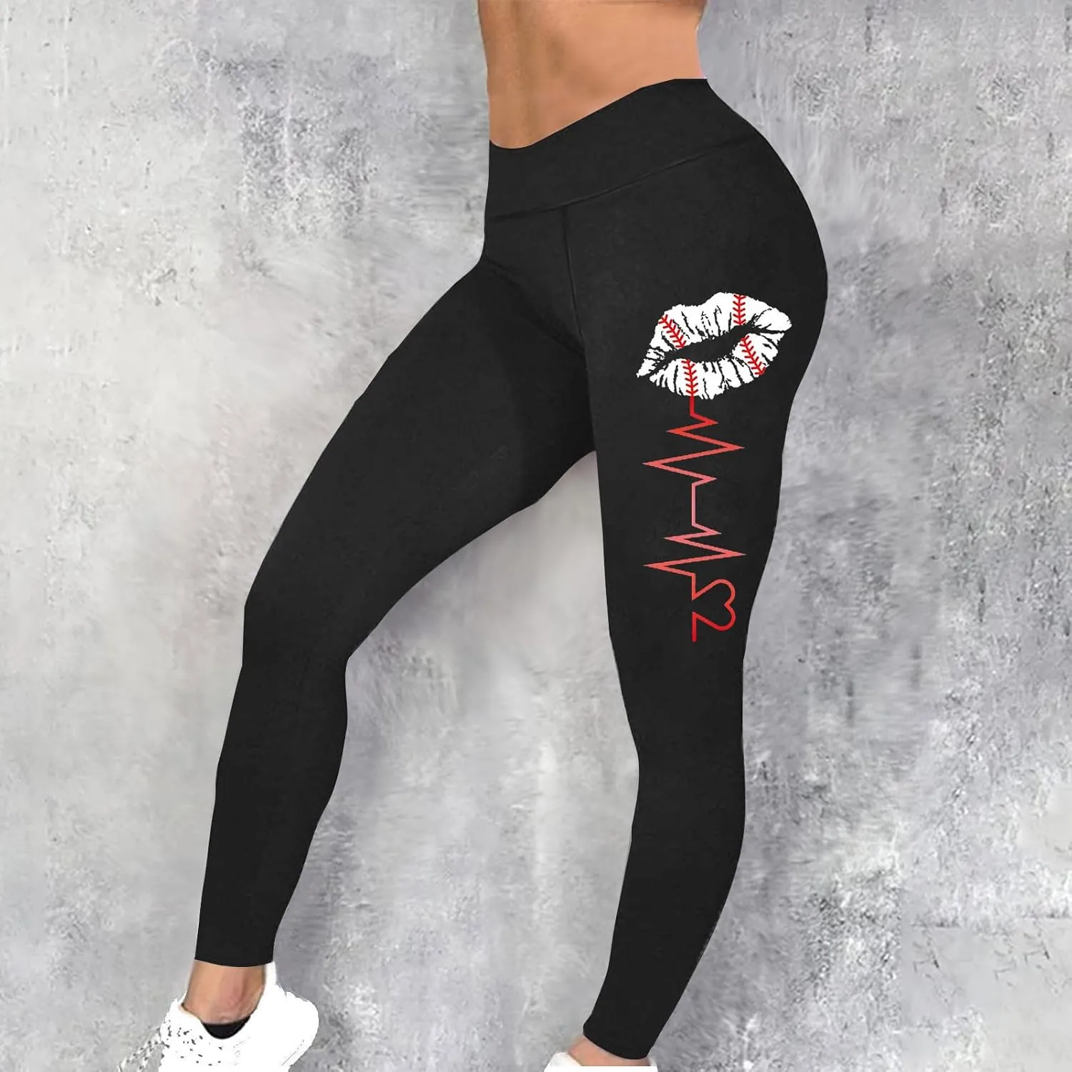 Sinzelimin Baseball Leggings for Womens 2025 Fashion Tights Trouser Yoga Legging Stretch Slim Fit Sport Pant Jogger Sweatpant