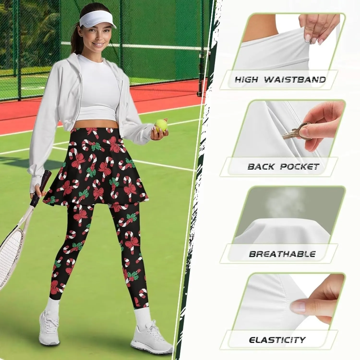 Skirted Leggings for Women Stretch High Waist Yoga Leggings with Skirts Casual Athletic Golf Tennis Skorts