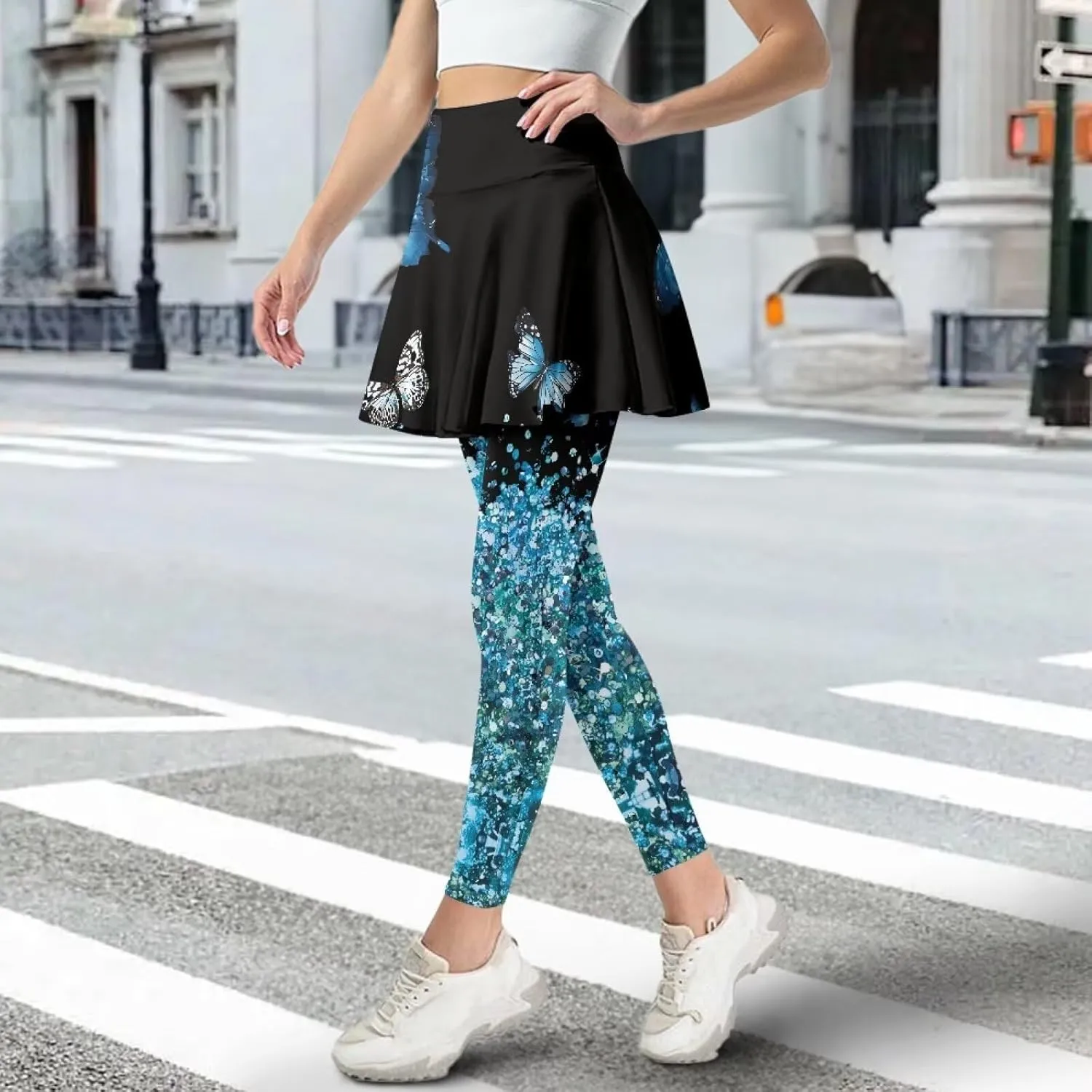 Skirted Leggings for Women Stretch High Waist Yoga Leggings with Skirts Casual Athletic Golf Tennis Skorts