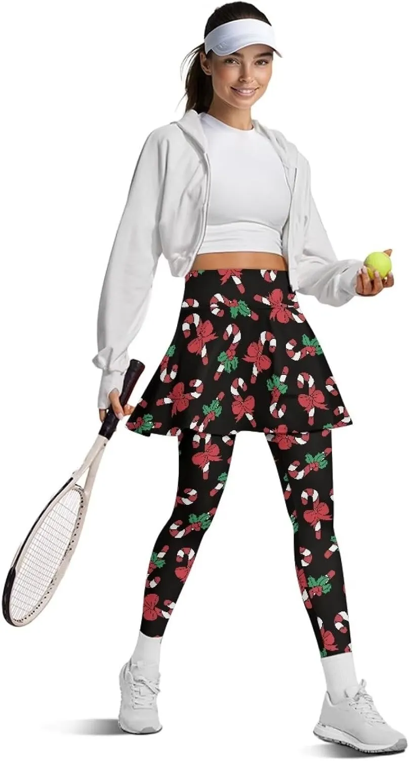 Skirted Leggings for Women Stretch High Waist Yoga Leggings with Skirts Casual Athletic Golf Tennis Skorts