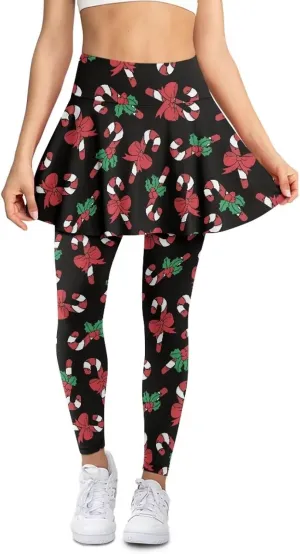 Skirted Leggings for Women Stretch High Waist Yoga Leggings with Skirts Casual Athletic Golf Tennis Skorts