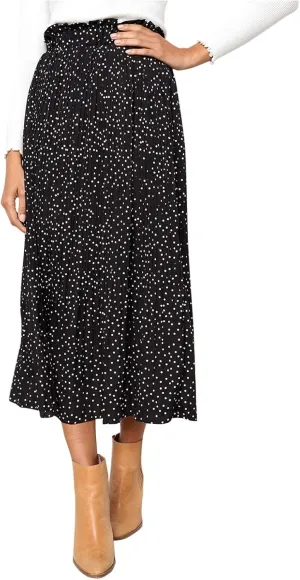 skirts for women Harajuku midi length Women's Casual Elegant High Waist Polka Dot Pleated Skirt Midi Maxi Swing Skirt