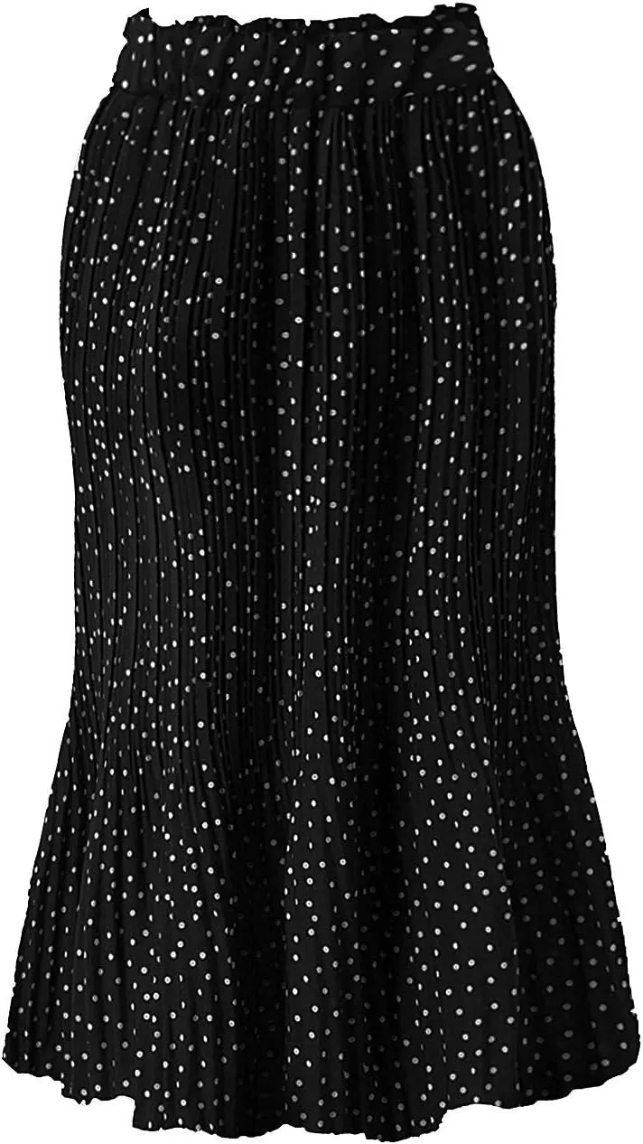 skirts for women Harajuku midi length Women's Casual Elegant High Waist Polka Dot Pleated Skirt Midi Maxi Swing Skirt