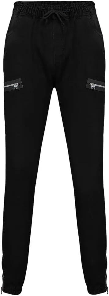 Slim Fit Jeans for Men Stretch Elastic Waist Designer Zipper Washed Denim Pants Casual Drawstring Fashion Tapered Trousers