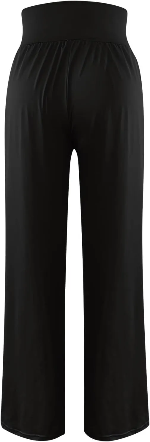 SMIDOW Womens Wide Leg Yoga Pants with Pockets Casual Loose High Waist Workout Pants Comfy Lounge Trousers Bootcut
