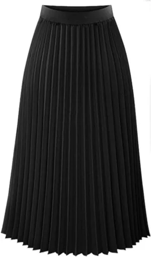 Summer midi skirts for women Solid Pleated Elegant plus size Floral Printed Loose Midi Summer Elastic Waist Maxi Skirt