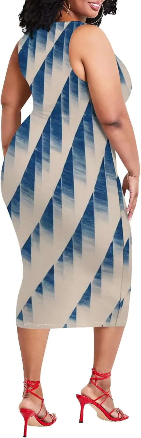 Summer Women's Sleeveless Tank Ruched Plus Size Bodycon Mini Sundress Midi Casual Dresses 2024