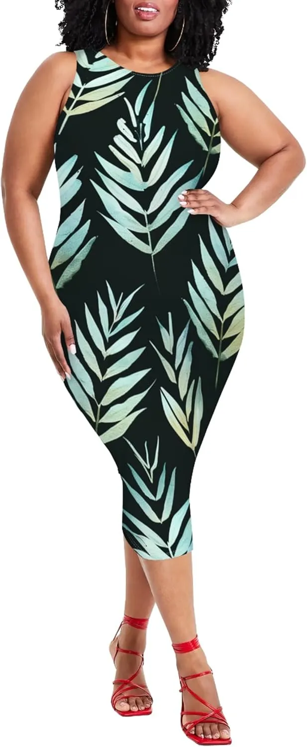Summer Women's Sleeveless Tank Ruched Plus Size Bodycon Mini Sundress Midi Casual Dresses 2024