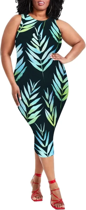 Summer Women's Sleeveless Tank Ruched Plus Size Bodycon Mini Sundress Midi Casual Dresses 2024