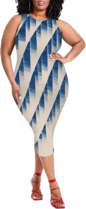 Summer Women's Sleeveless Tank Ruched Plus Size Bodycon Mini Sundress Midi Casual Dresses 2024