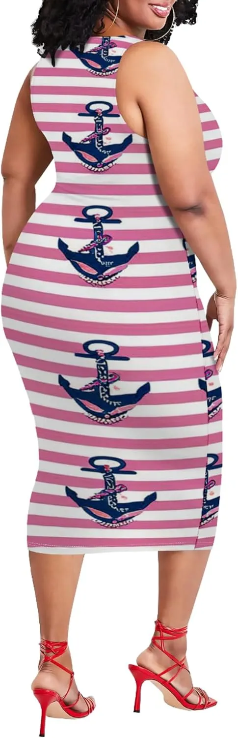 Summer Women's Sleeveless Tank Ruched Plus Size Bodycon Mini Sundress Midi Casual Dresses 2024