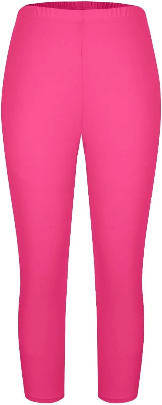 TANGNADE Women Capri Pants Plus Size Stretch Knee Length Leggings Elastic Waist Casual Summer Ladies Pull On Capris
