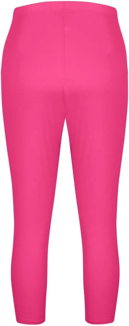 TANGNADE Women Capri Pants Plus Size Stretch Knee Length Leggings Elastic Waist Casual Summer Ladies Pull On Capris
