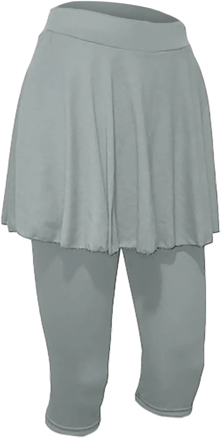 Tennis Skirted Leggings for Women Yoga Athletic Tummy Control Skort Golf Pickleball Capri Leggings with Ruffle Skirt