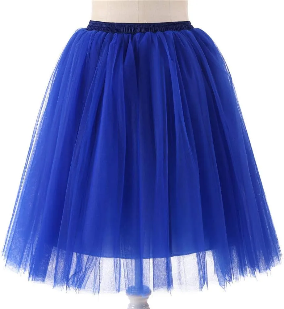 Tutu Skirts Women Classic Layered Midi Tutu Skirt A-line Pleated Princess Skirts Vintage Ballet Dance Skirts