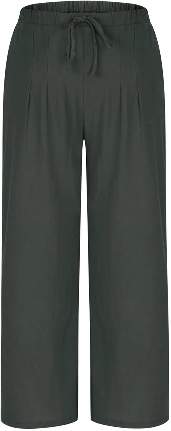 Wide Leg Pants for Woman Palazzo Trousers High Waisted Drawstring Summer Casual Business Work Beach Vacation Pants