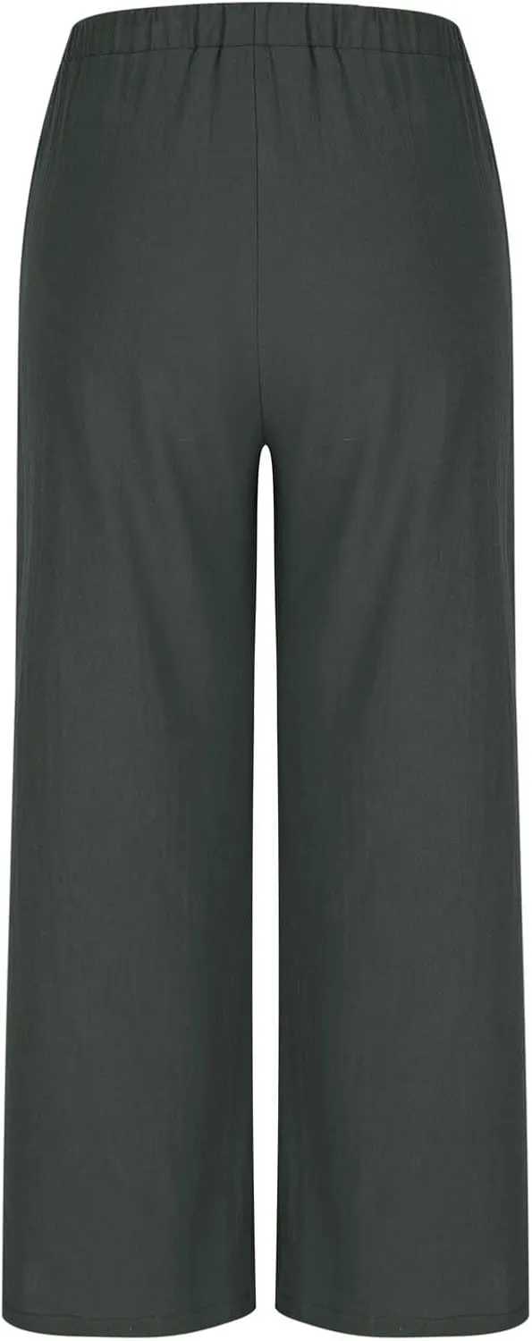 Wide Leg Pants for Woman Palazzo Trousers High Waisted Drawstring Summer Casual Business Work Beach Vacation Pants