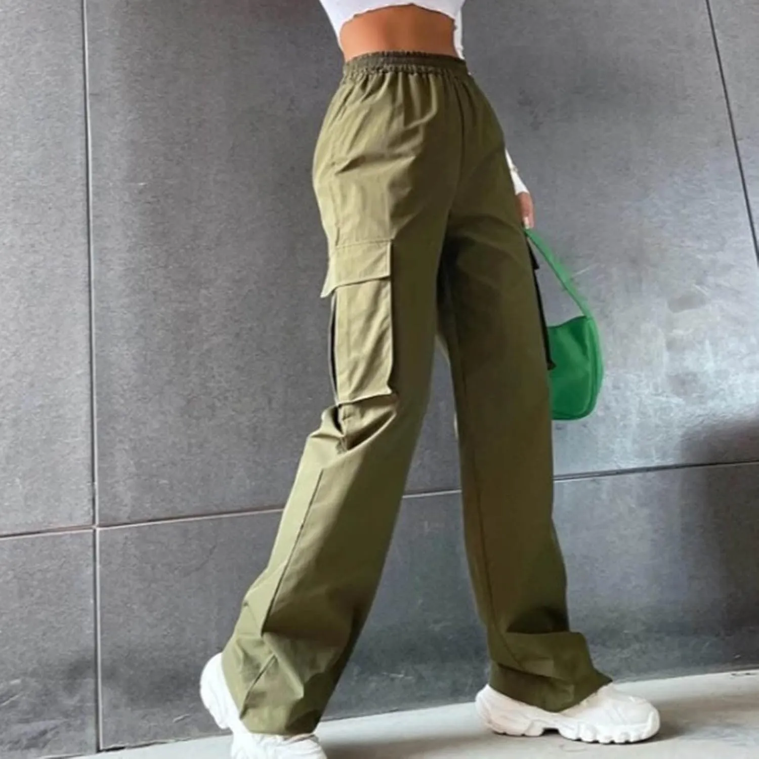 Wide Leg Pants for Women Elastic Waist Drawstring Summer Baggy Cargo Pants with Pockets Lightweight Lounge Trousers