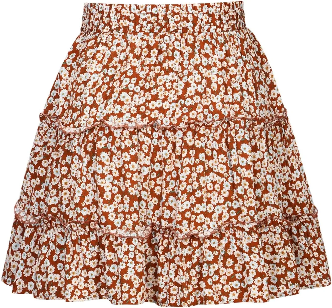 Women Boho Mini Skirt 2024 Summer Fashion Casual Flowy High Waist Beach Pleated Y2K Layered Novelty Short Skirts