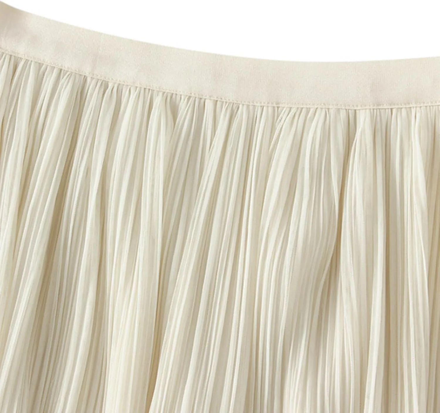 Women High Elastic Waist Pleated Chiffon Skirt Midi Swing A-line Skirts Elastic Waist Knee Length Half Dress