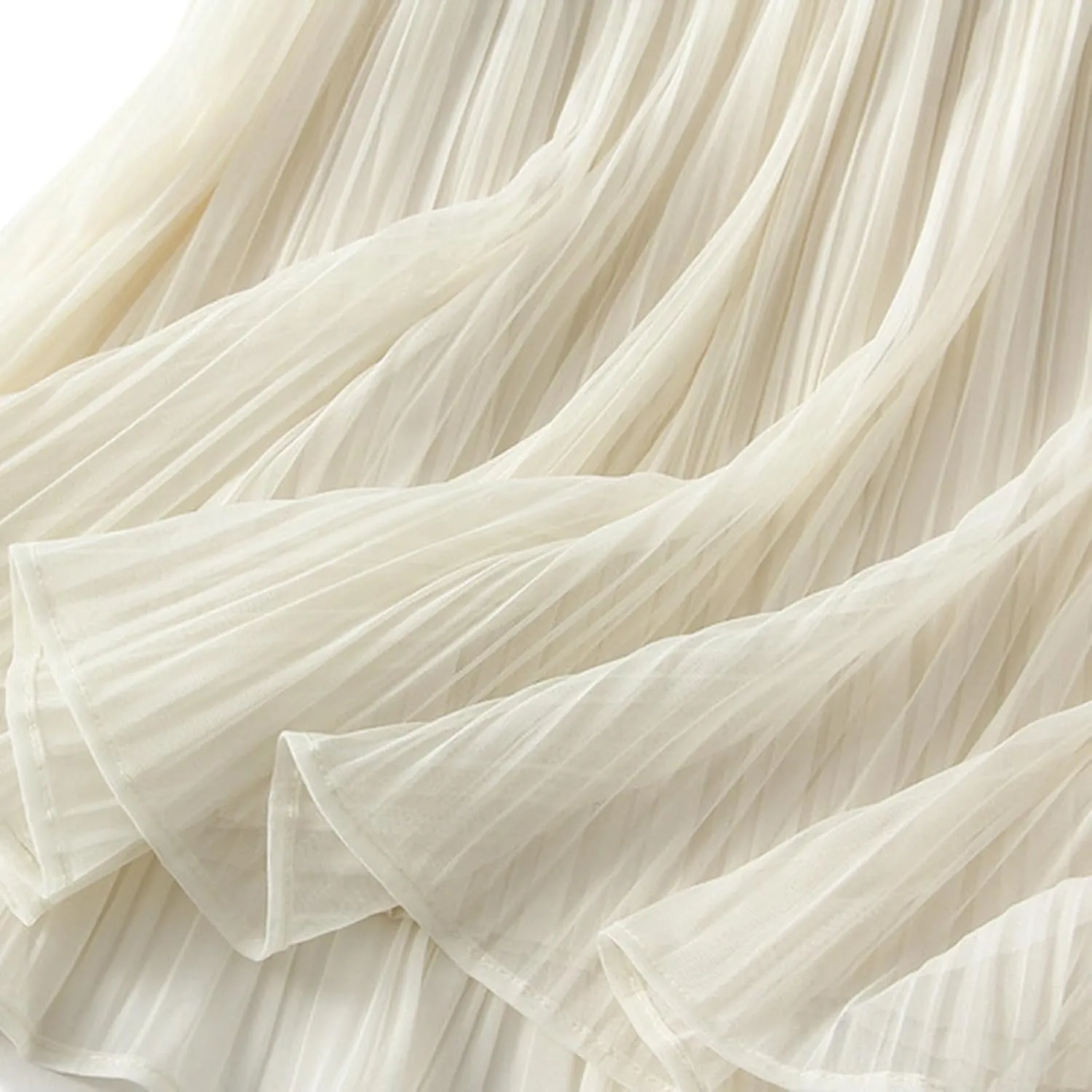 Women High Elastic Waist Pleated Chiffon Skirt Midi Swing A-line Skirts Elastic Waist Knee Length Half Dress