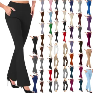 Women High Waist Yoga Pants Tummy Control Stretchy Straight Pant Comfy Business Trouser Workout Gym Legging Pockets