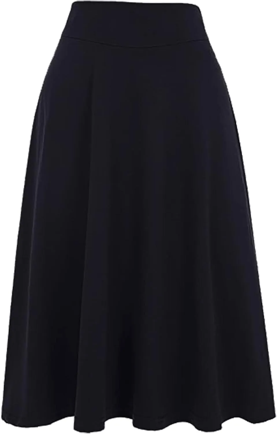 Women Midi Skirt High Waisted Zipper Solid Color Casual Flowy Knee Length Beach Skirts Ladies Summer Work Outfit