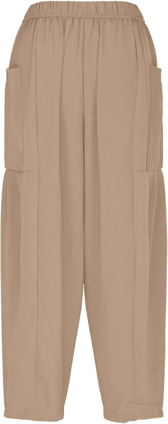Women Pants Wide Leg Cotton Linen Pants Summer Trendy Beach Palazzo Lounge Trousers Casual Plus Size Vacation Clothes