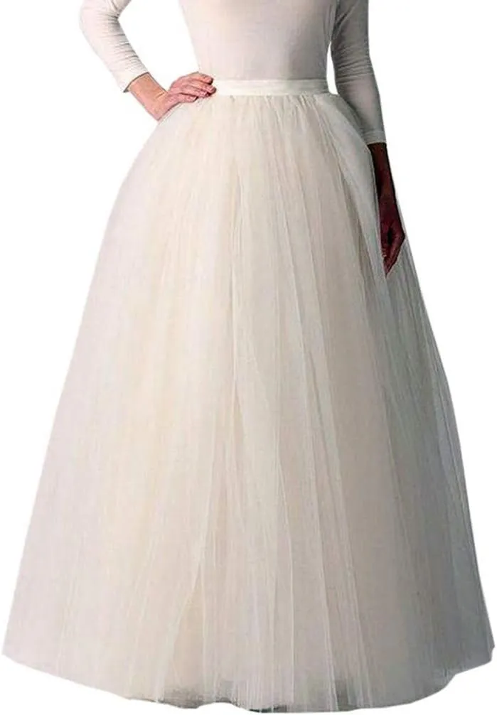 Women's A-Line High Waisted Midi Skirt Skirts for Women Pleated Princess Mesh Women Skirt Dancing Skirt Thin