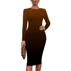 Women's Autumn Casual Basic Solid Color Long Sleeve Bodycon Sexy Turtleneck Midi Cocktail Club Party Pencil Dresses