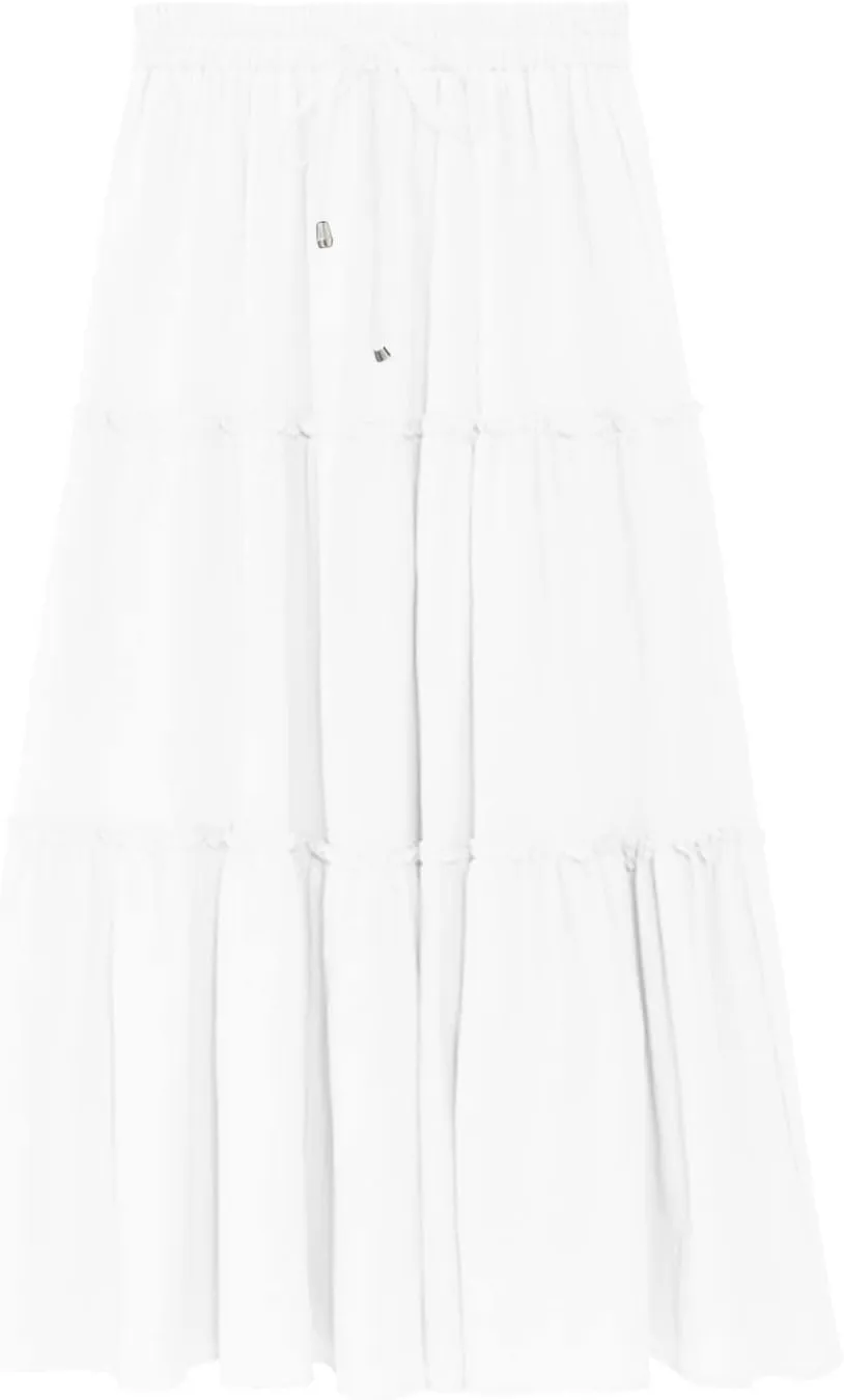 Women's Boho Long Skirts Summer Casual Ruffle Tiered Swing Beach Dress Drawstring Elastic Waist A-Line Maxi Skirt
