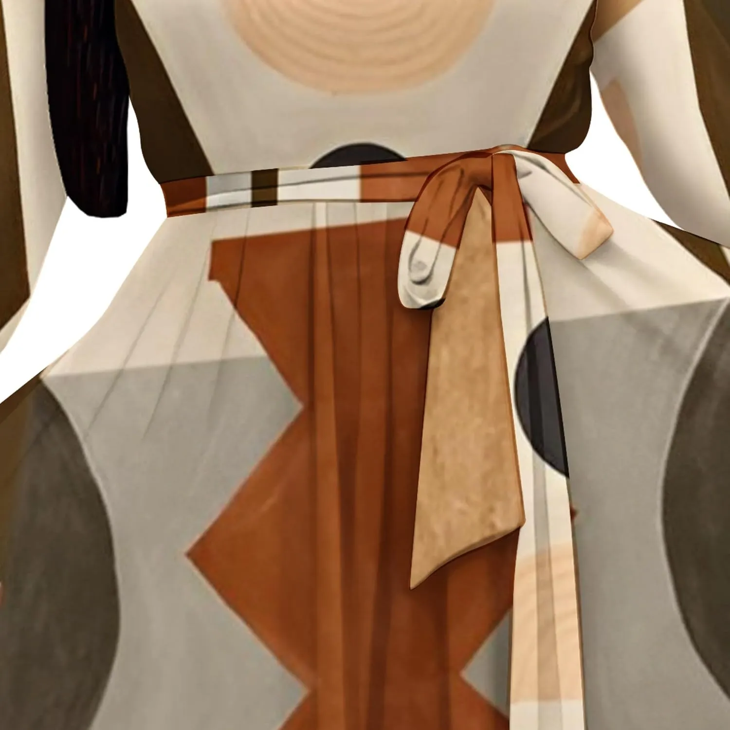 Women's Casual Maxi Dress 3/4 Sleeves Round Neck Wrap Maxi Sundress Plus Size African Style Dress with Belt