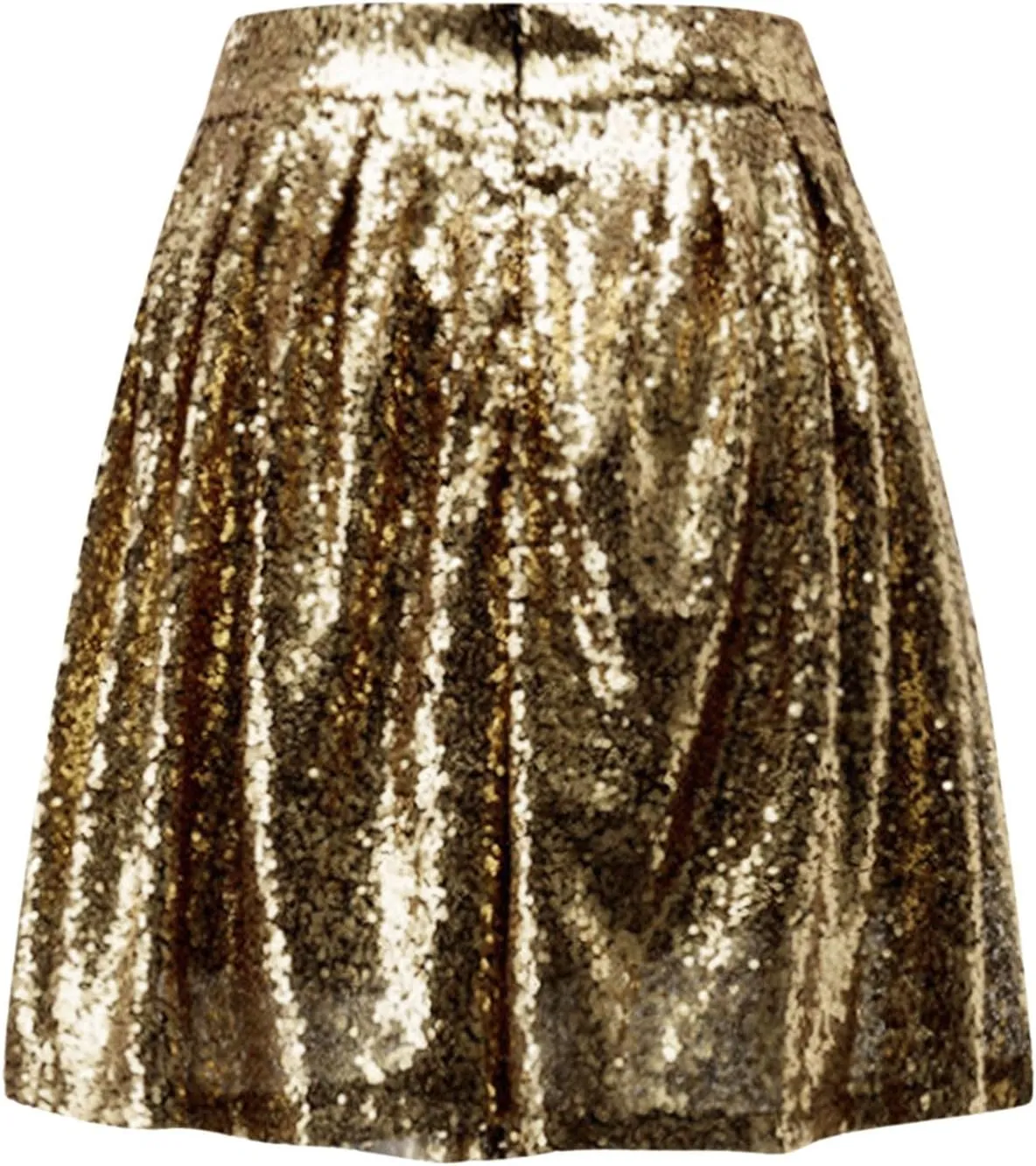 Women's Fashion High Waist Pleated Solid Color Short Skirt Loose Sequin Skirt Top and Midi Skirt
