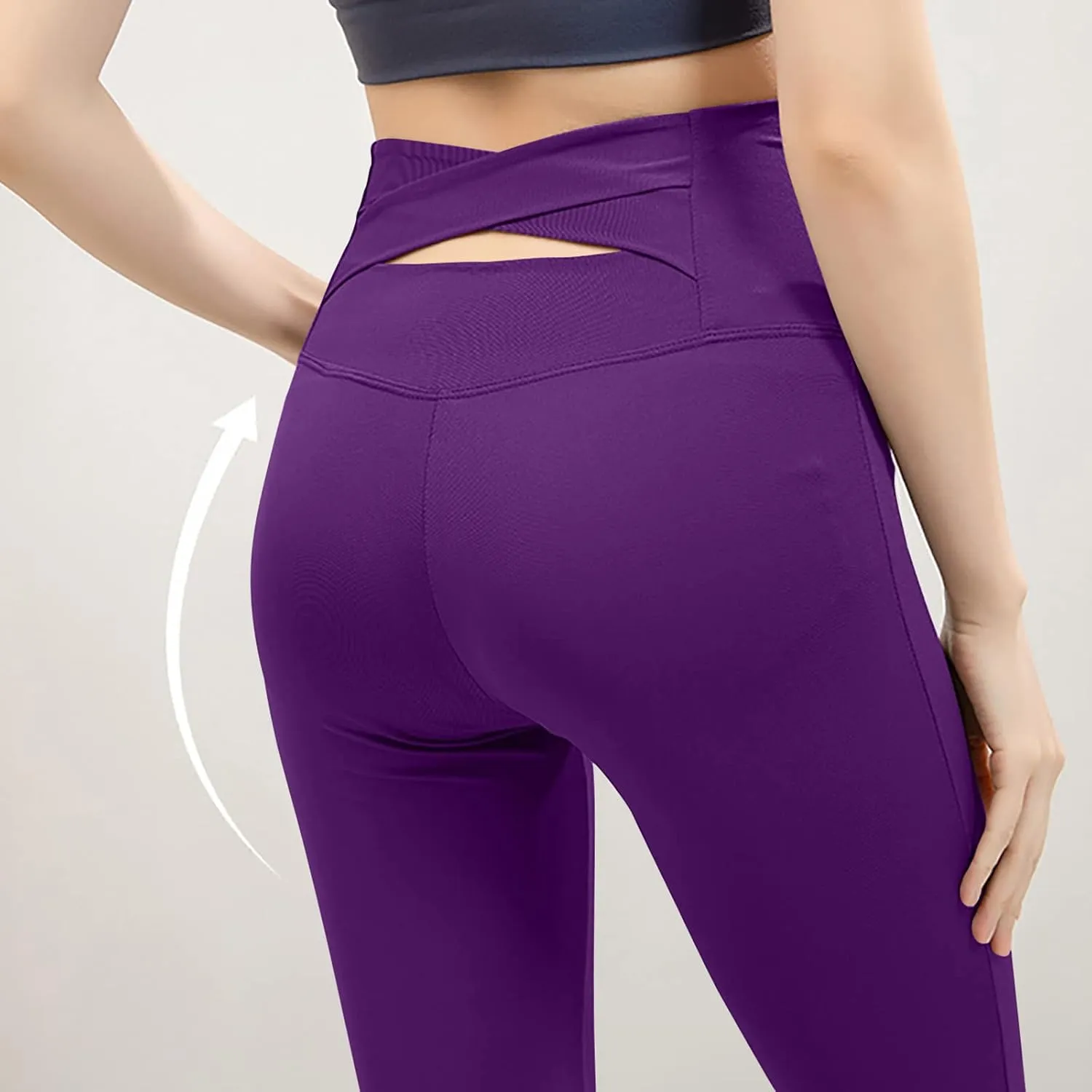 Womens Flare Leg Bootcut Sports Leggings Pants Spandex High Waisted Leggings Shapewear Stretch Pull-on Jeggings
