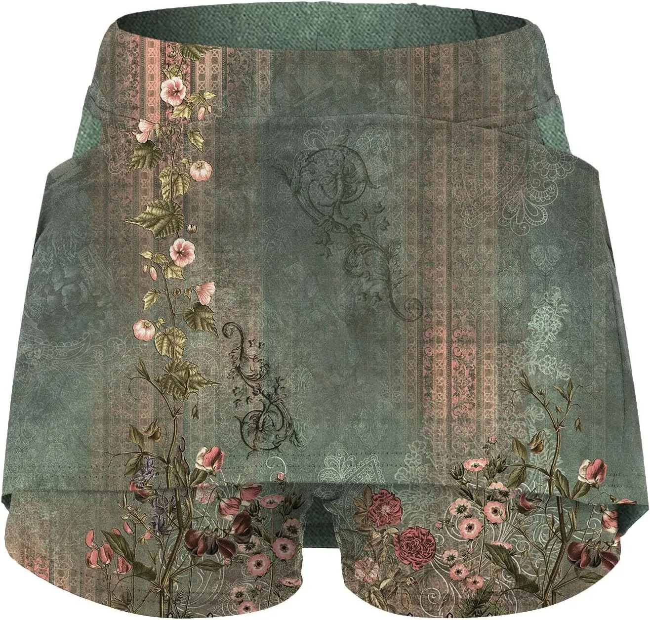 Womens Floral Tennis Skorts Cute Boho Beach Skirts High Waisted Athletic Skort with Pockets Summer Casual Hawaii Mini Skirts