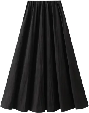Women's Flowy Maxi Skirt Summer Pleated High Waisted A-Line Flared Long Skirts Elegant Dressy Casual Long Skirts