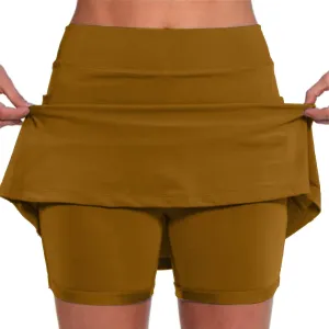 Womens Golf Pleated Tennis Skirts Solid Color Style Soft Culottes Skinny Mid Waisted Athletic Sport Short Skirts