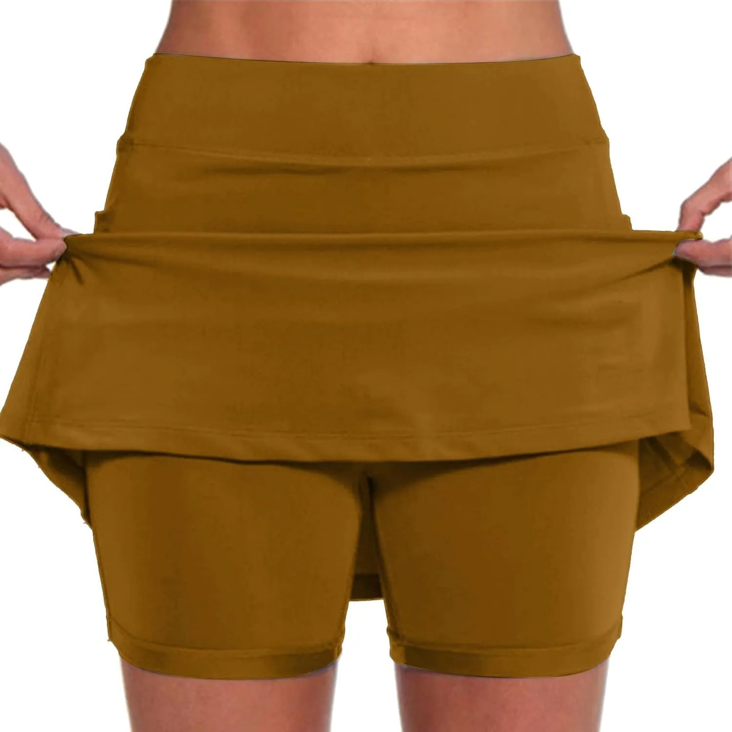 Womens Golf Pleated Tennis Skirts Solid Color Style Soft Culottes Skinny Mid Waisted Athletic Sport Short Skirts