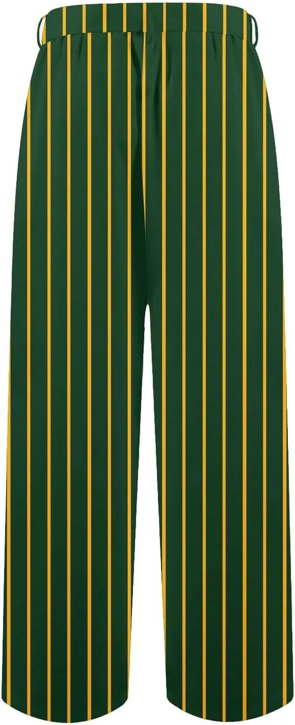 Womens High Waist Casual Linen Pants Adjustable Knot Drawstring Straight Leg Striped Print Lounge Trousers Pockets
