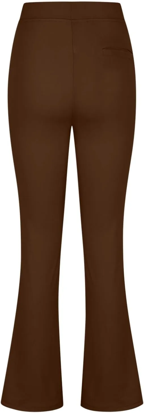 Womens High Waist Slim Fit Dress Pant 2024 Solid Wide-Leg Flare Trousers Fashion Dressy Loose Formal Work Pant