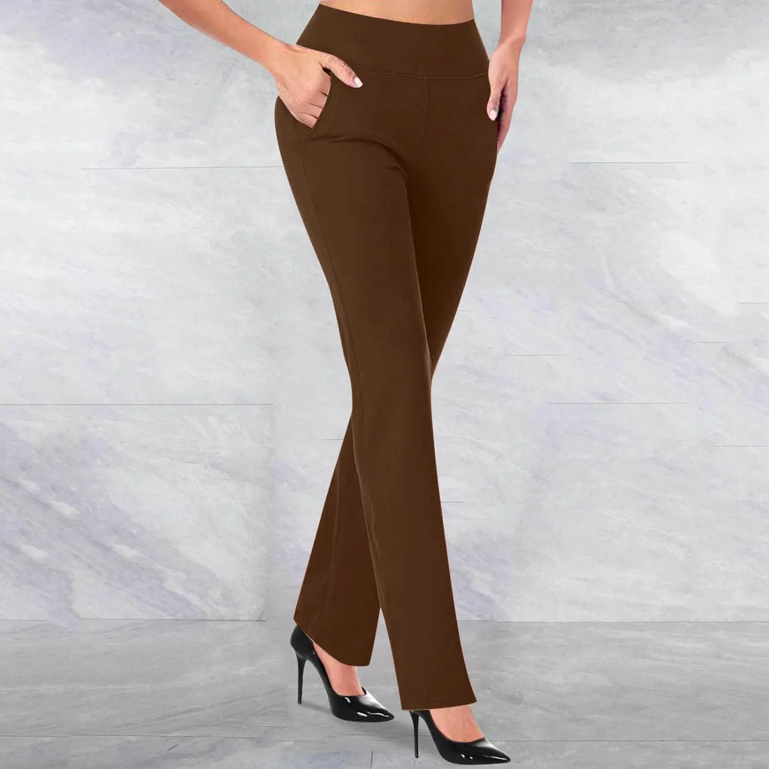 Womens High Waist Slim Fit Dress Pant 2024 Solid Wide-Leg Flare Trousers Fashion Dressy Loose Formal Work Pant