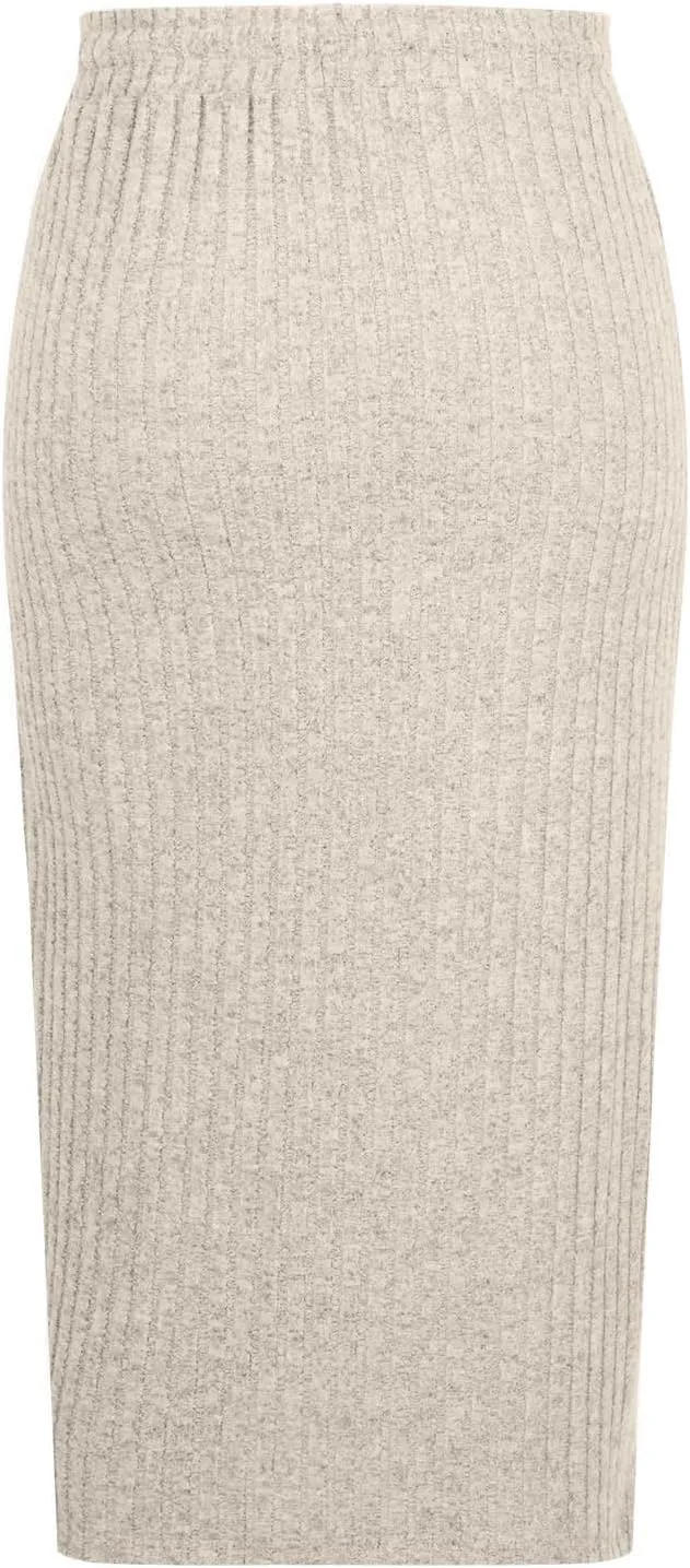 Women's Knitting Bodycon Midi Skirt Solid Color Sexy Fashion Business Split Skirts Casual Knee Length Pencil Skirt