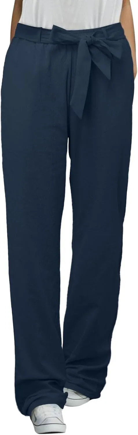 Women's Linen Blend Summer Solid Palazzo Pants High Waist Straight Plus Size Palazzo Lounge Pants Vacation