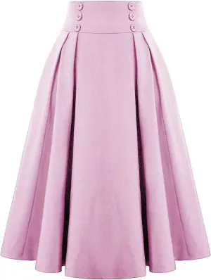 Women's Pleated A-Lined Skirts 2024 Summer Fashion High Waisted Midi Skirt Flowy Swing Going Out Work Skirt