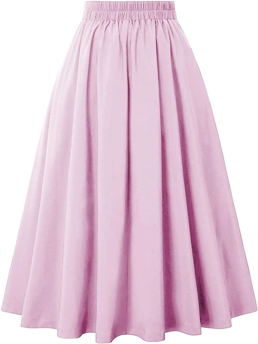 Women's Pleated A-Lined Skirts 2024 Summer Fashion High Waisted Midi Skirt Flowy Swing Going Out Work Skirt