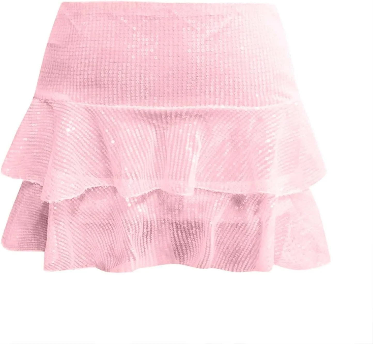 Womens Sequin Mini Skirt Shiny High Waist Short Pencil Skirt Bodycon Sparkly Party Skirt Dancing Cute Summer